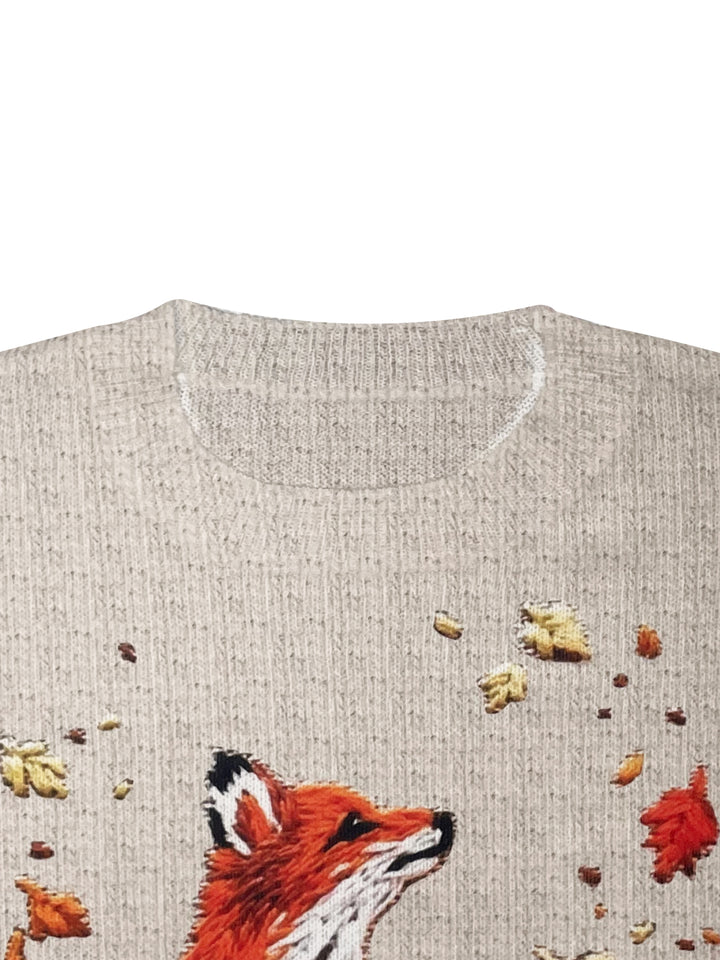 Willa | Woodland Fox Crewneck Sweater