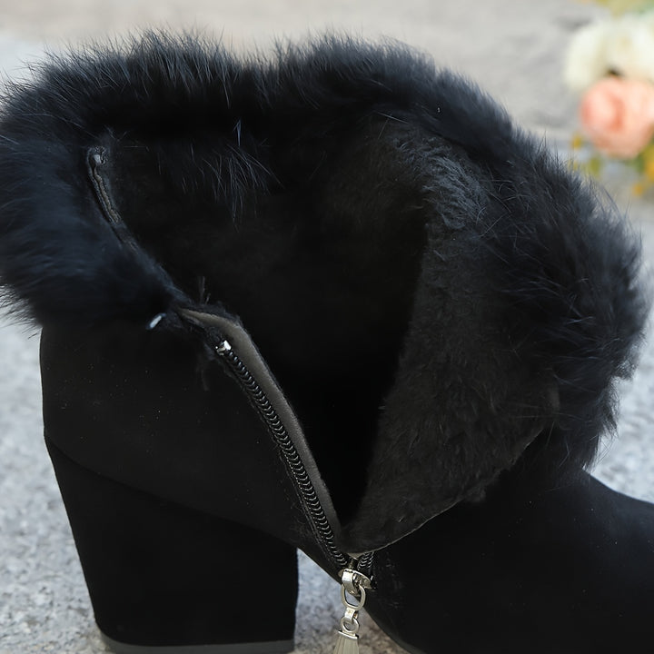 Katrina | Plush-Trimmed Heeled Ankle Boots