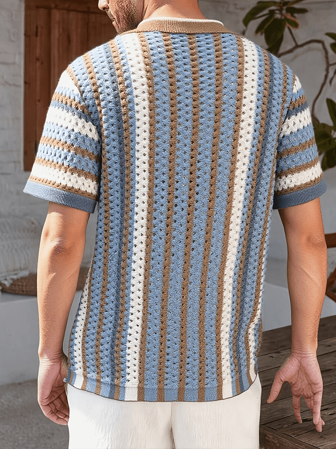 Lido | Men's Striped Knit Short Sleeve Polo