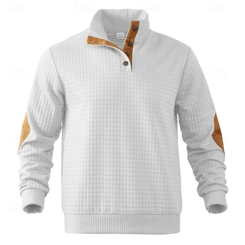 Bradley | Elbow-Patch Standing Collar Pullover