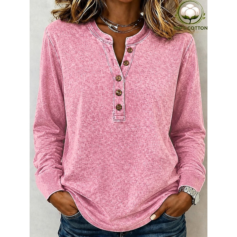 Elaine | Relaxed Button Henley Top