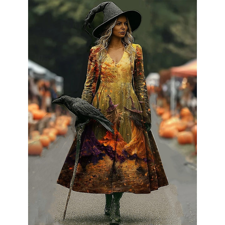 Agatha | Halloween Witch Print Maxi Dress