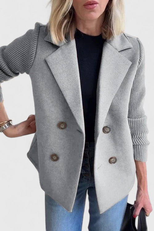 Claudia | Double-Breasted Tailored Blazer with Contrast Sleeves