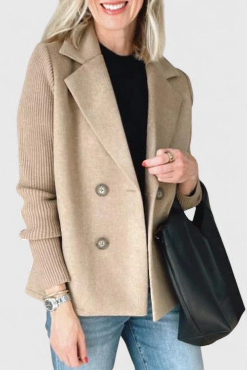 Claudia | Double-Breasted Tailored Blazer with Contrast Sleeves