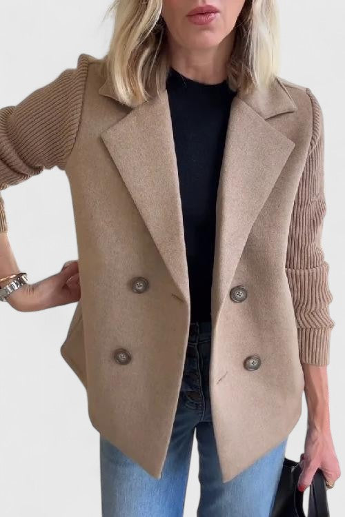Claudia | Double-Breasted Tailored Blazer with Contrast Sleeves