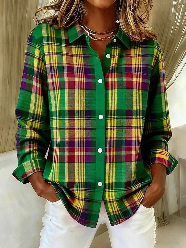 Josephina | Timeless Plaid Button-Front Blouse