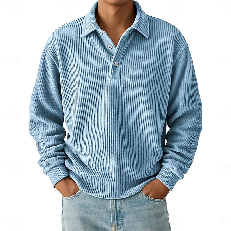 Hudson | Textured Long-Sleeve Polo Shirt