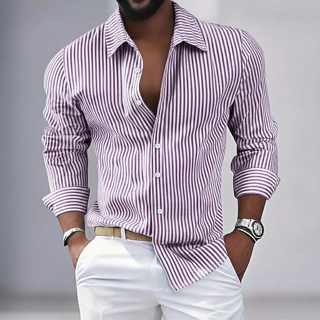 Adrian | Men's Vertical Stripe Long Sleeve Shirt