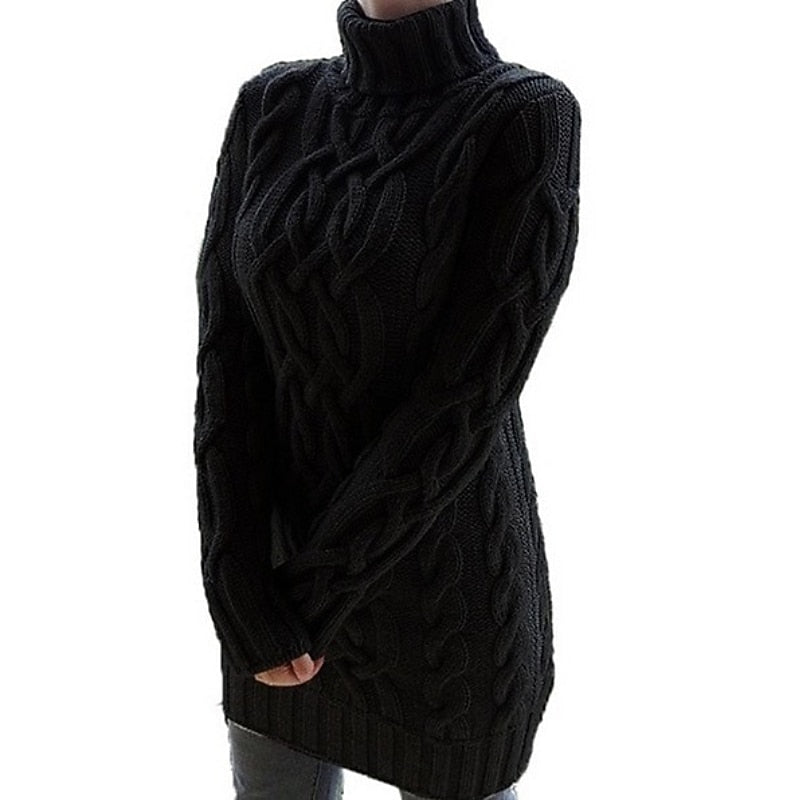 Helen | Cable-Knit Turtleneck Sweater Dress