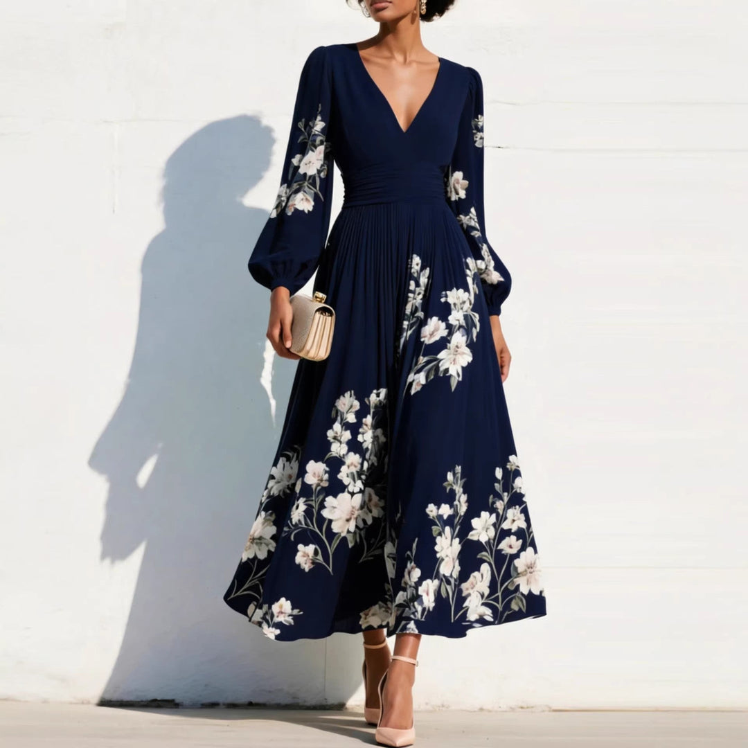 Lavinia | Floral Puff-Sleeve Midi Dress
