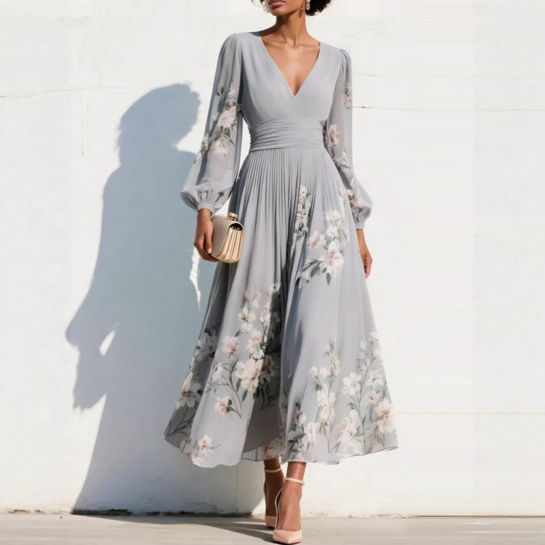 Lavinia | Floral Puff-Sleeve Midi Dress