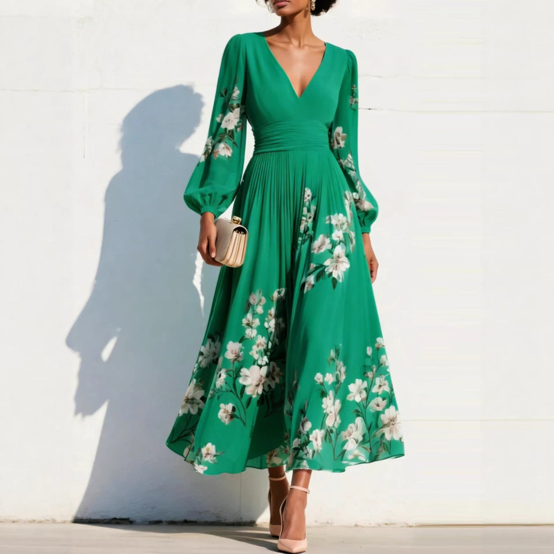 Lavinia | Floral Puff-Sleeve Midi Dress