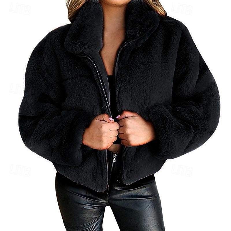 Brigitte | Cropped Plush Zip Jacket