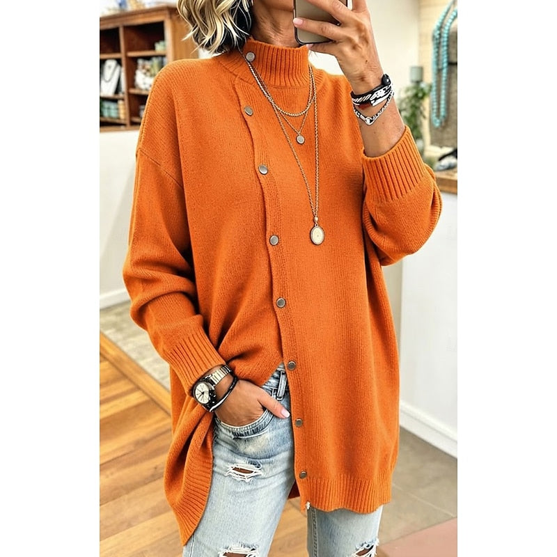 Sharon | Longline Buttoned Turtleneck Cardigan