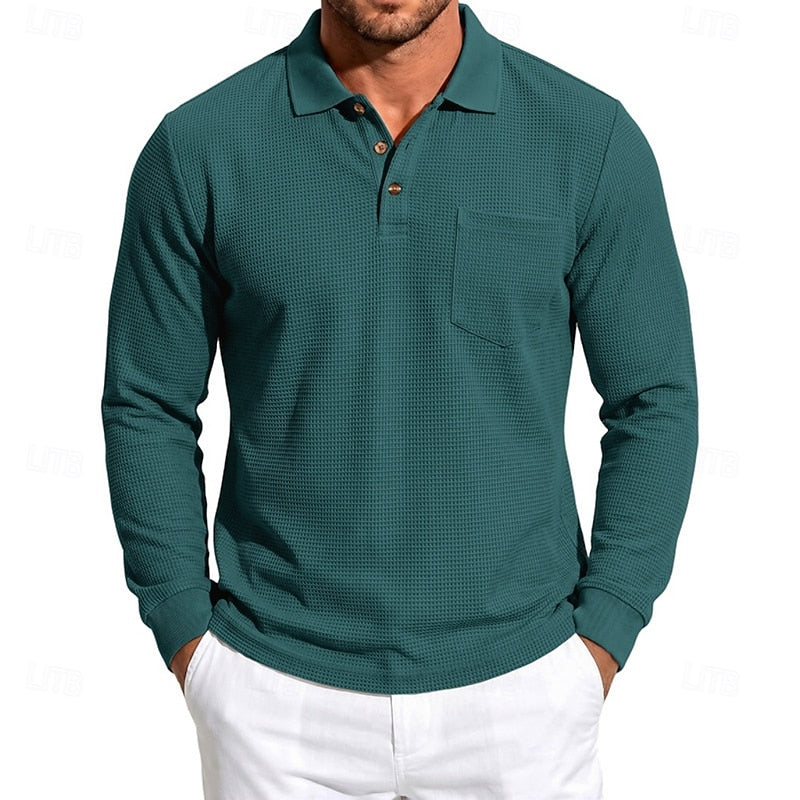 Landon | Textured Long-Sleeve Polo Shirt