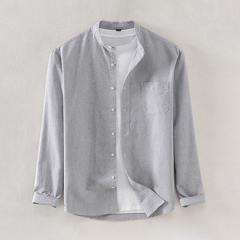 Nathan | Mandarin Collar Long-Sleeve Shirt