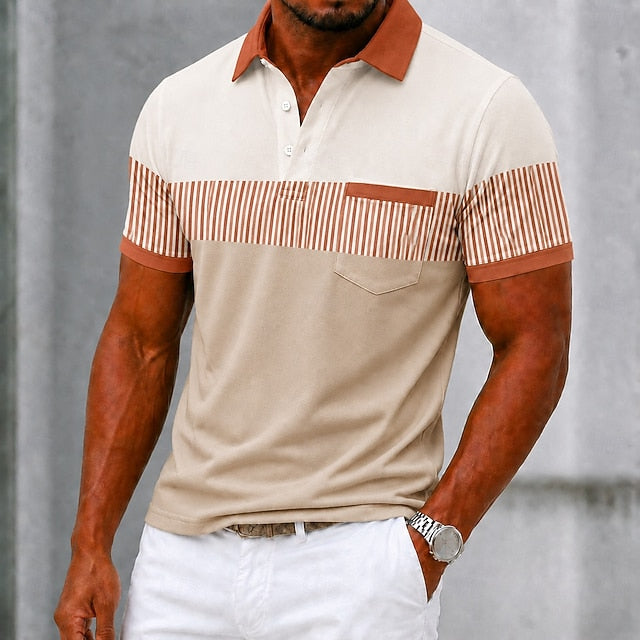 Dennis | Men's Colour Block Striped Polo