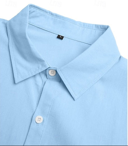 Frederick | Men's Linen Band Collar Long Sleeve Shirt