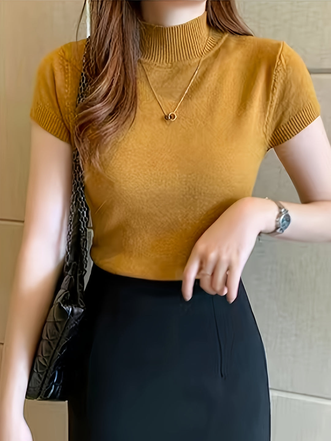 Marguerite | Refined Mock-Neck Short Sleeve Top