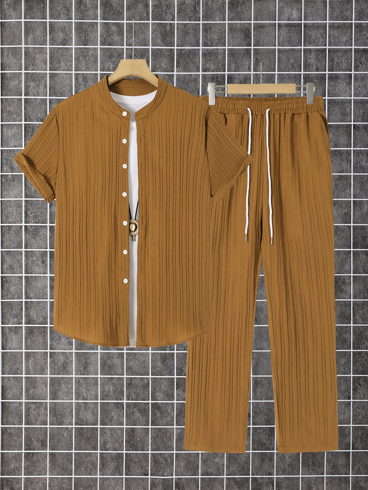 Patrick | Men's Textured Short Sleeve Shirt & Trouser Set
