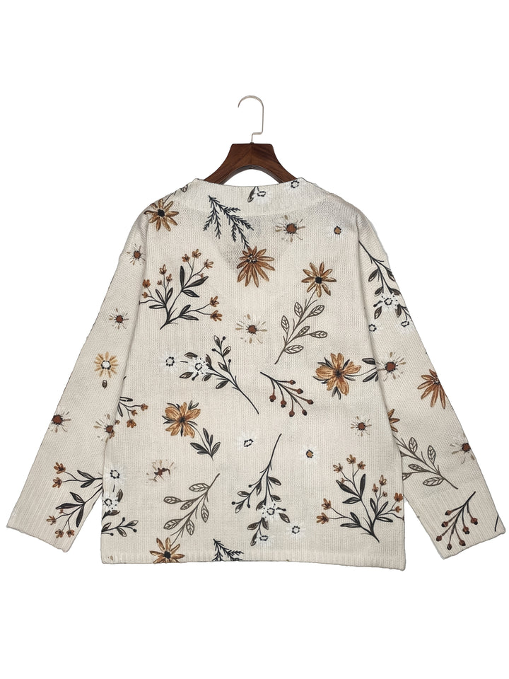 Gemma | Botanical V-Neck Sweater