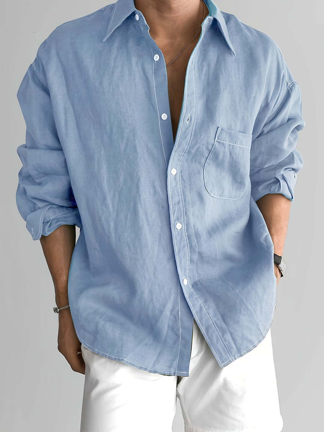 Stephen | Men's Loose Lapel Long Sleeve Shirt