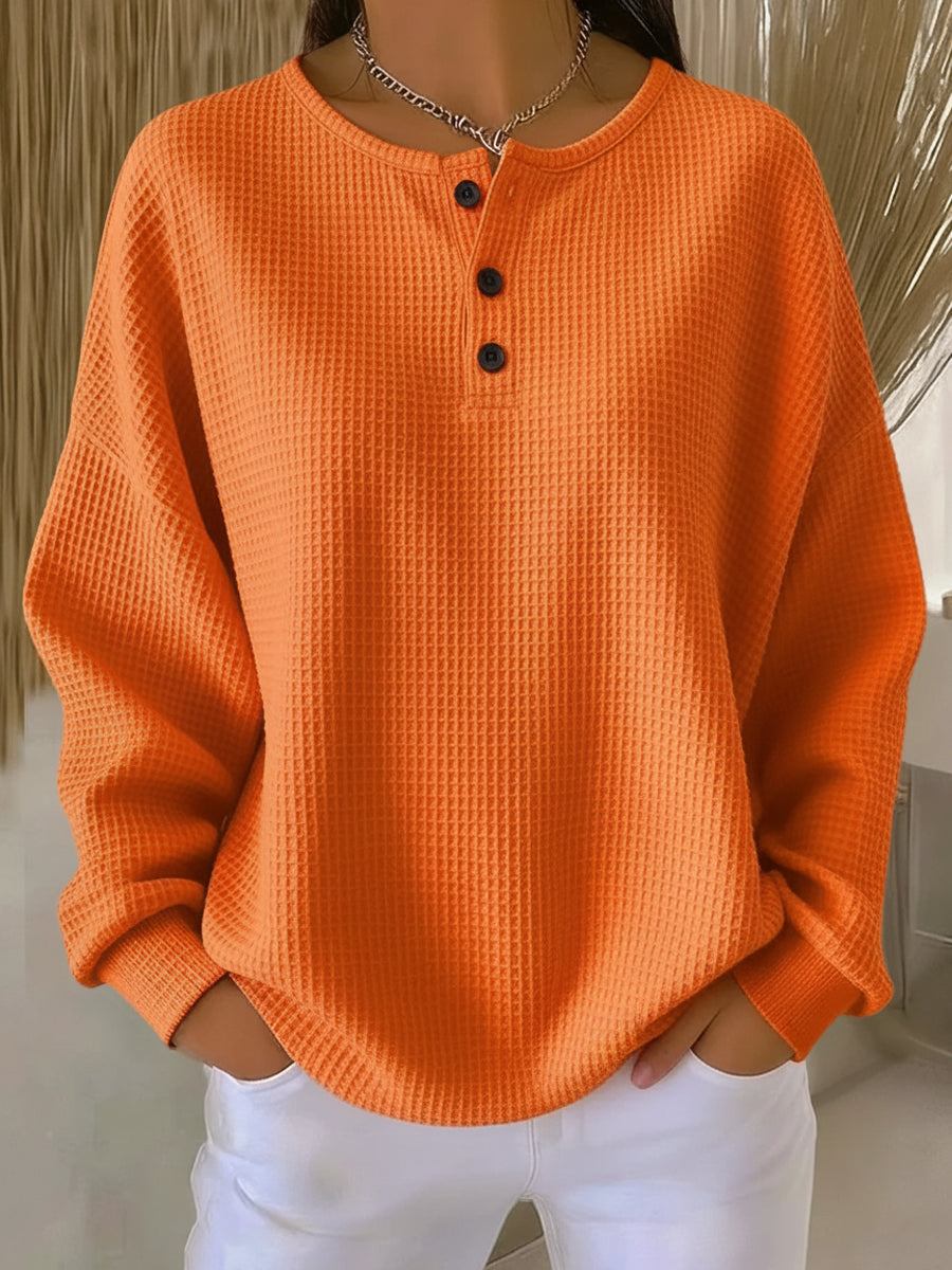 Tessa | Cozy Waffle-Knit Henley Top