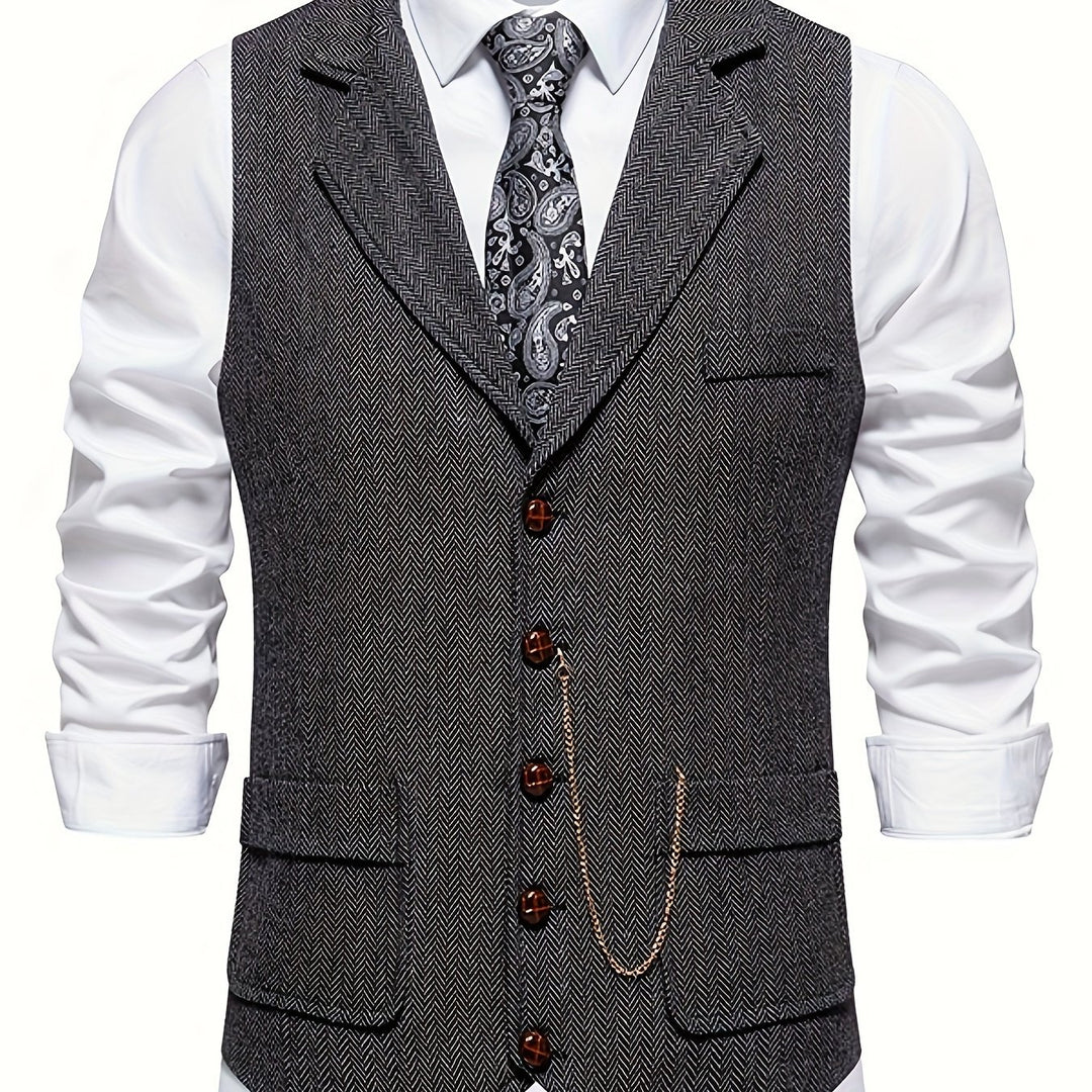 Edmund | Herringbone Single-Breasted Vest