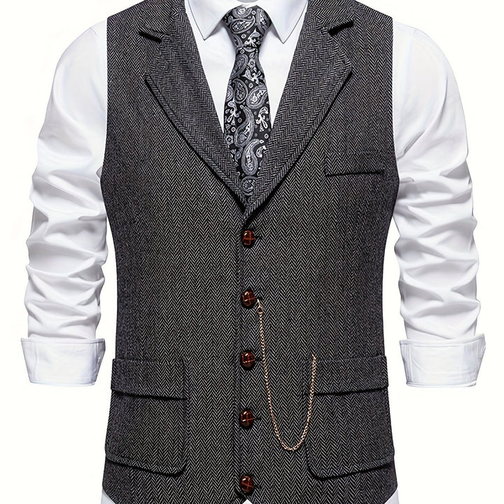 Edmund | Herringbone Single-Breasted Vest