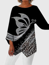 Odette | Shimmer Butterfly Long-Sleeve Top