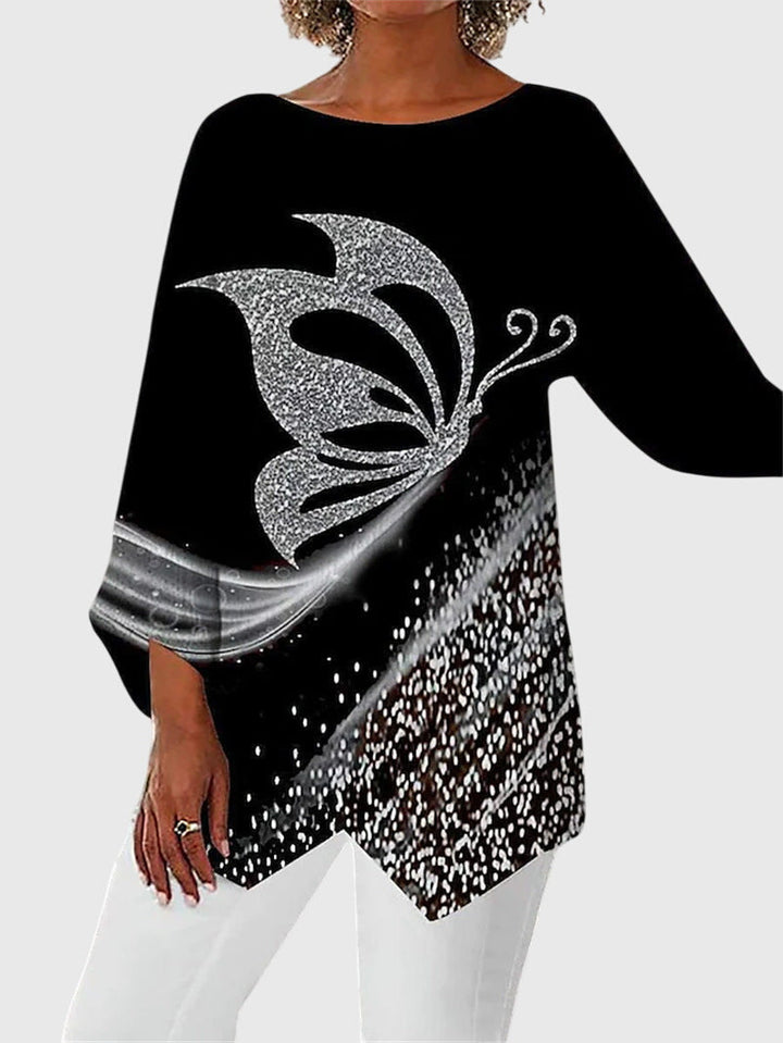 Odette | Shimmer Butterfly Long-Sleeve Top