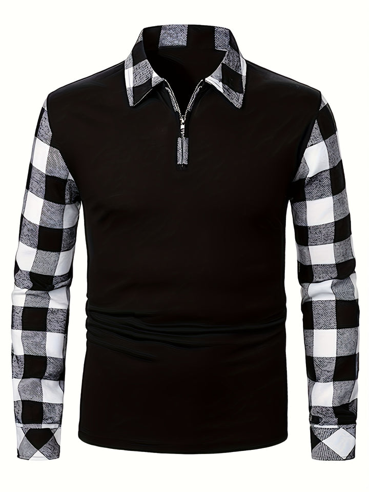 Jasper | Half-Zip Plaid-Sleeve Shirt