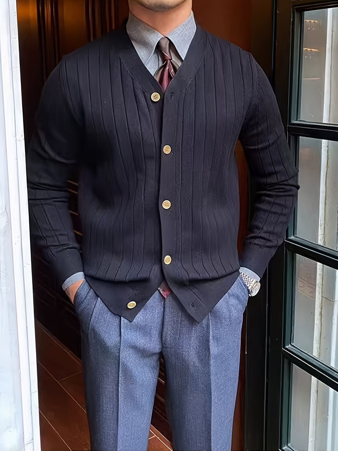 Oliver | Ribbed Button-Up Cardigan