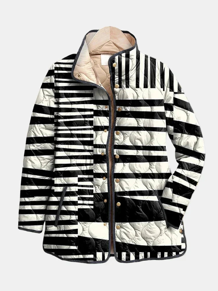 Nathaniel | Striped Quilted Stand-Collar Jacket