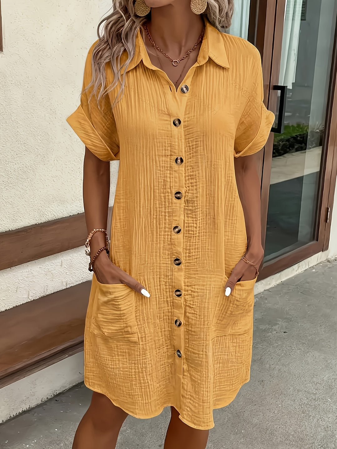Estelle | Relaxed Button-Front Shirt Dress