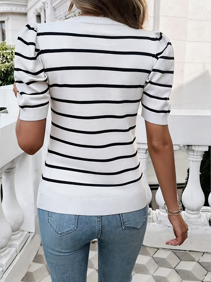 Gwendolyn | Striped Puff-Sleeve Top