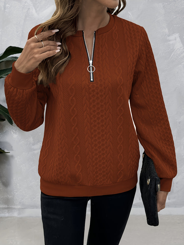 Corinne | Textured Half-Zip Sweatshirt
