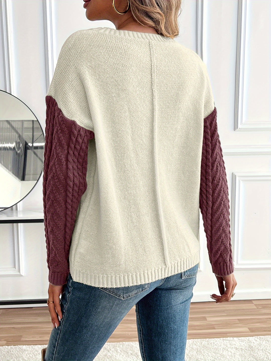 Harriet | Color-Block Cable-Knit Sweater
