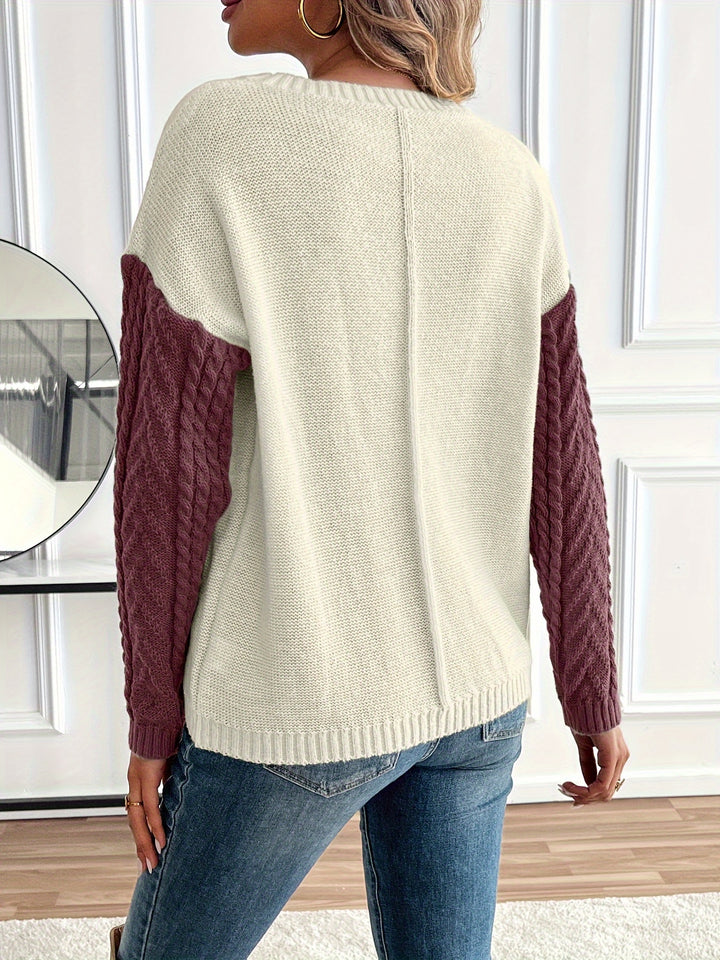 Harriet | Color-Block Cable-Knit Sweater
