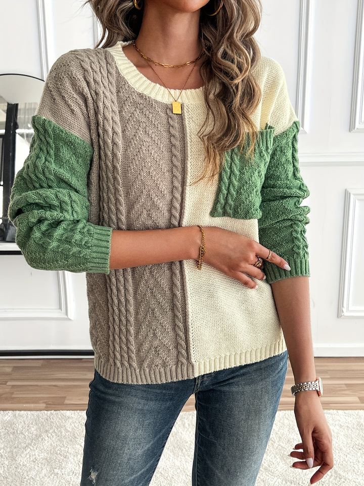 Harriet | Color-Block Cable-Knit Sweater