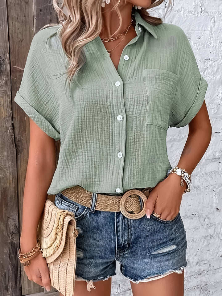 Harlow | Women's Textured Oversized Button-Up Shirt