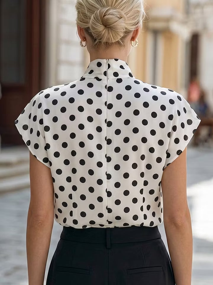 Millicent | Polka Dot Bow-Neck Blouse