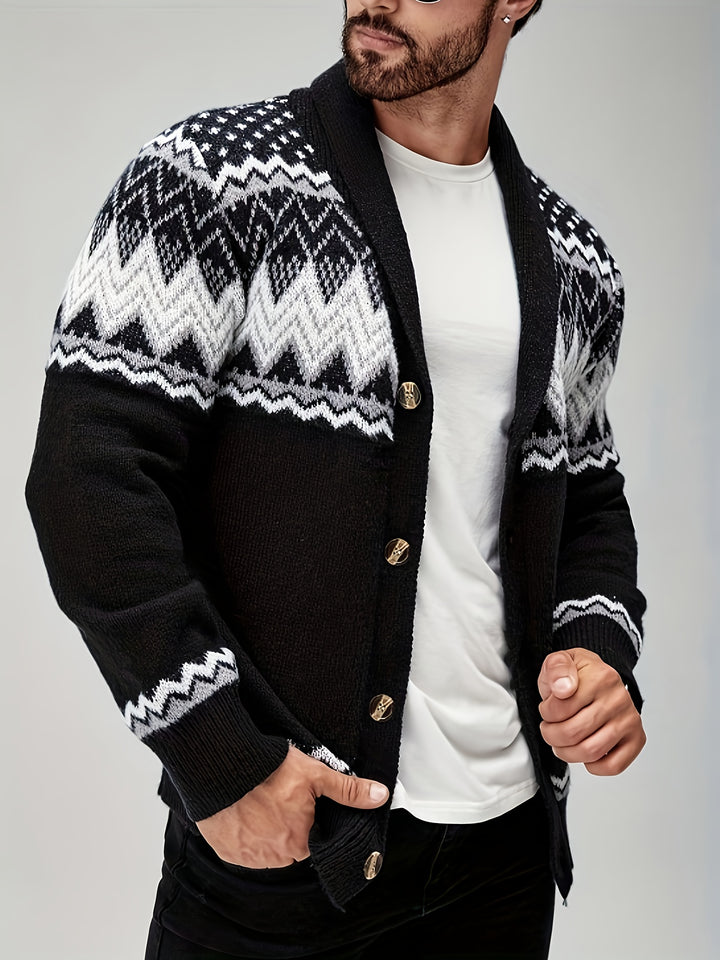 Silas | Nordic-Pattern Shawl Cardigan