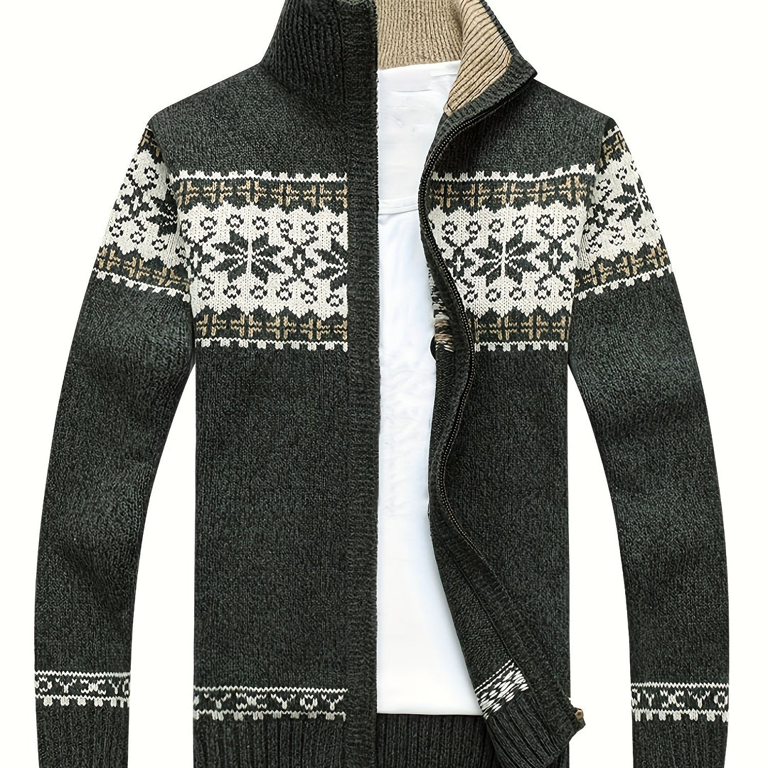 Gregory | Snowflake-Knit Zip Cardigan