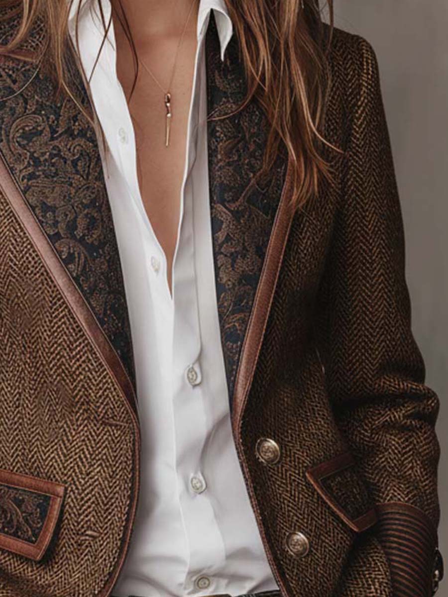 Rosaline | Herringbone Panel Blazer