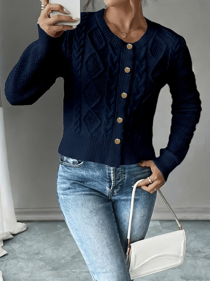 Eleanor | Cable-Knit Button-Front Cardigan