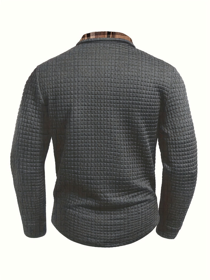 Perry | Men's Waffle Knit Plaid Collar Polo