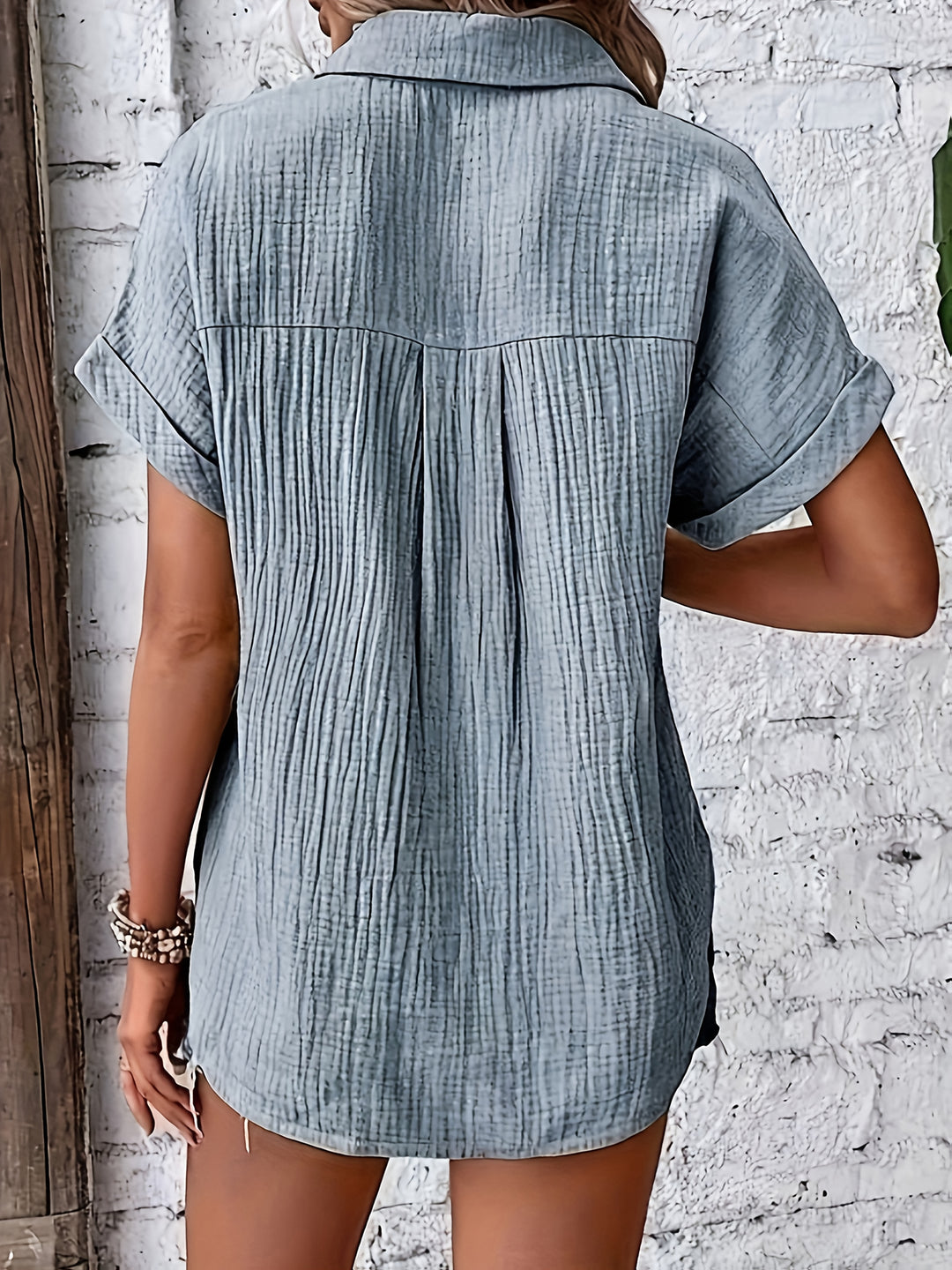 Harlow | Women's Textured Oversized Button-Up Shirt