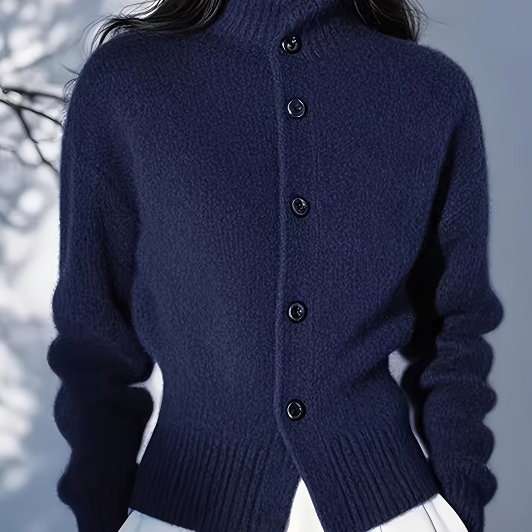 Sabine | Button-Front Mock Neck Cardigan