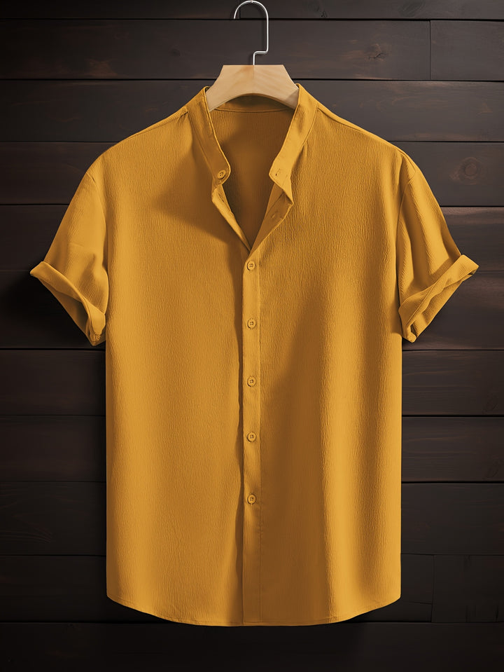 Harlan | Men's Textured Stand Collar Short Sleeve Shirt